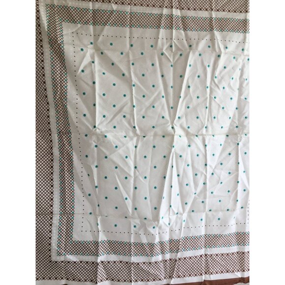 Vintage Japanese Scarf 30.5" Square Brown White Polka Dot Rayon Embossed - Picture 3 of 5